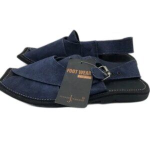 NWT Junaid Jamshed Men’s Deep Cobalt Blue Suede Sandals | Size 12